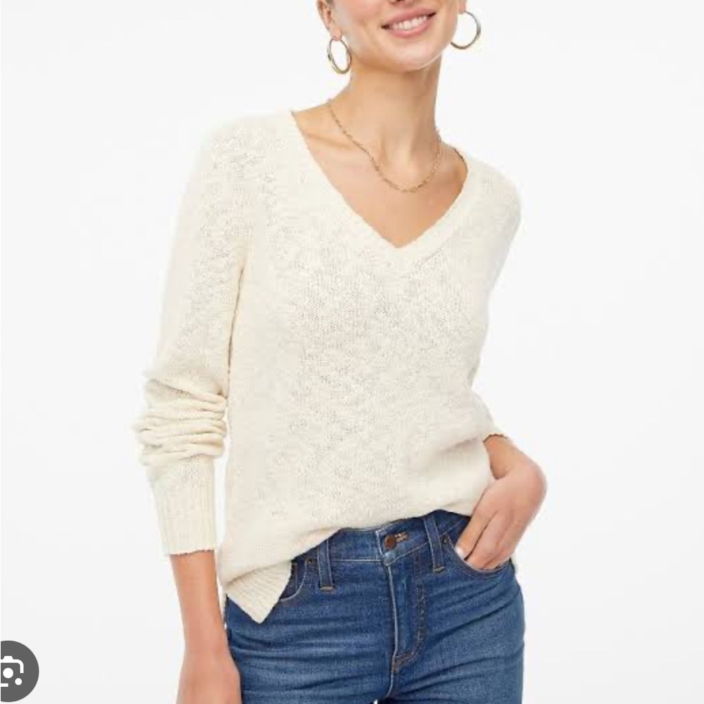 J. Crew Women's Ivory V-Neck Sweater